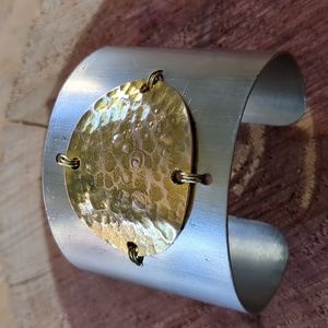 SALE! Wide mixed metal cuff bracelet